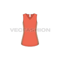Womens v-neck fitted top flat sketch, front view