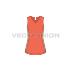 Womens v-neck fitted top flat sketch, front view