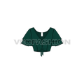 Womens v-neck flutter sleeve crop blouse flat sketch, front view