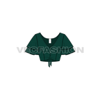 Womens v-neck flutter sleeve crop blouse flat sketch, front view