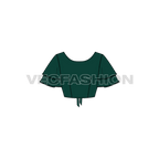 Womens v-neck flutter sleeve crop blouse flat sketch, back view