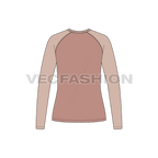 Womens v-neck raglan sleeve flat sketch, back view