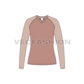 Womens v-neck raglan sleeve flat sketch, front view