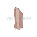 Womens v-neck raglan sleeve flat sketch, side view