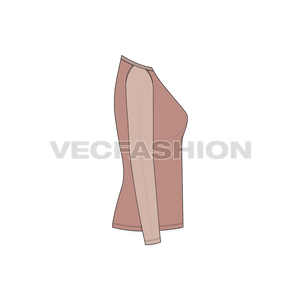 A vector fashion template for Women's V-neck Raglan Sleeve. 