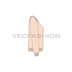 Womens v-neck raglan sleeve sweatshirt flat sketch, side view