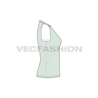 Womens v-neck raglan sleeved tee flat sketch, side view