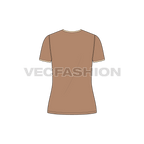 Womens v-neck ringer tee flat sketch, back view