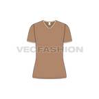 Womens v-neck ringer tee flat sketch, front view