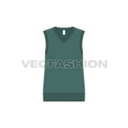 Womens v neck sweater vest flat sketch, front view