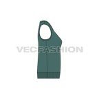 Womens v neck sweater vest flat sketch, side view