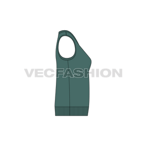 A clean template for Women's V Neck Sleeveless Sweater Vest in forest green color. This template have soft and thick Rib on Neck, Arm holes and Bottom hem.
