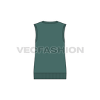 Womens v neck sweater vest flat sketch, back view