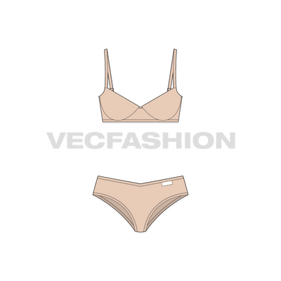 A vector template for Women's V-shape Underwear Set