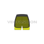 Womens vector gym shorts flat sketch, back view