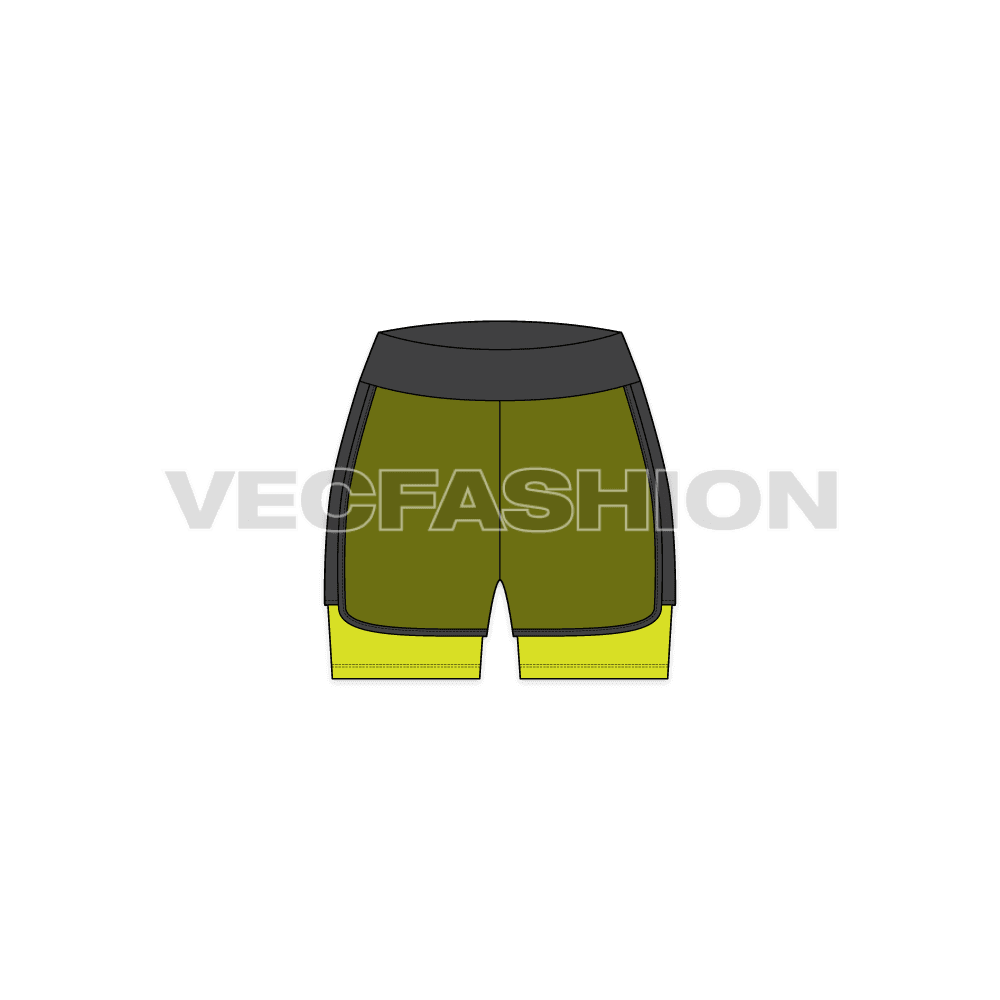 Womens vector gym shorts flat sketch, front view