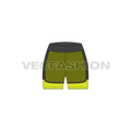Womens vector gym shorts flat sketch, front view