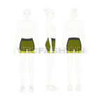 Womens vector gym shorts flat sketch, croqui sketch