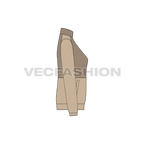 Women's Vector Mock Neck Jacket flat sketch, side view