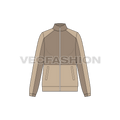Women's Vector Mock Neck Jacket flat sketch, front view