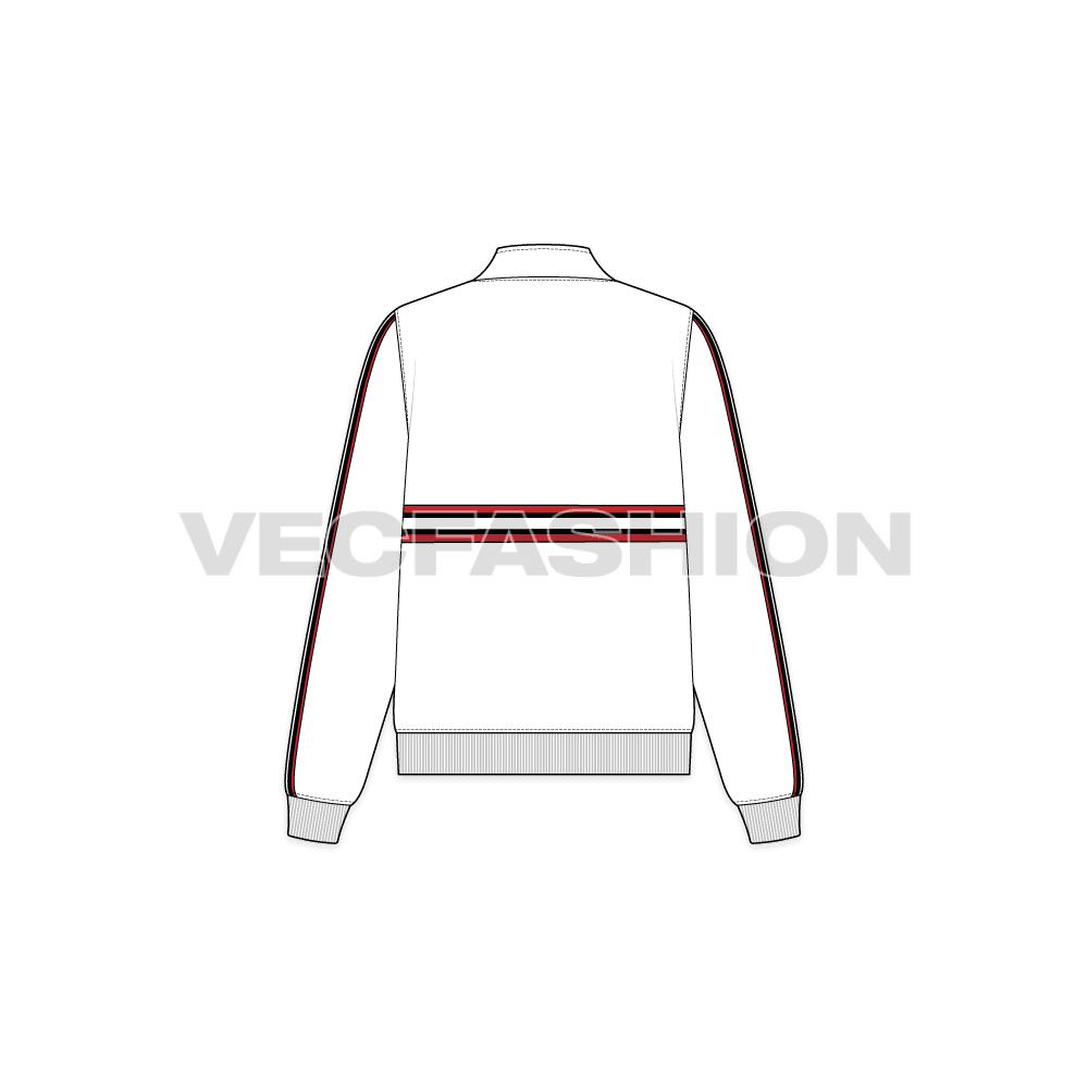 Womens sweat jacket flat sketch, back view