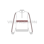 Womens sweat jacket flat sketch, front view