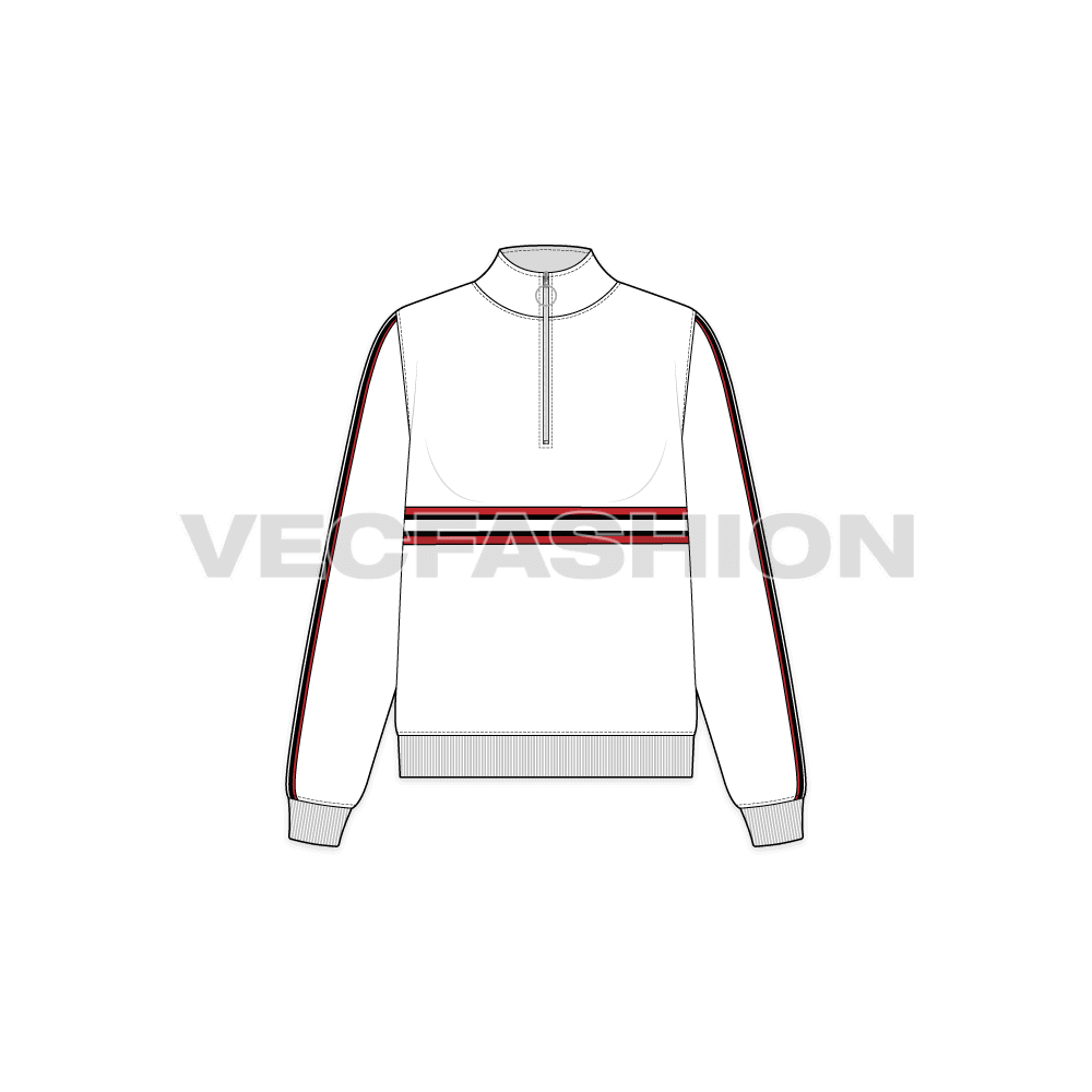 Womens sweat jacket flat sketch, front view