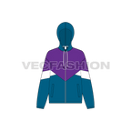 Womens vector windbreaker hooded sketch flat sketch, front view