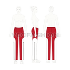 Womens waterproof pants flat sketch, on croqui