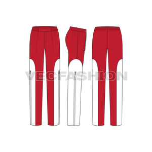 A vector template for Women's Waterproof Pants. It has a long zip on the side of the legs and elasticated waistband keeping flat on the front. 