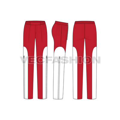 A vector template for Women's Waterproof Pants. It has a long zip on the side of the legs and elasticated waistband keeping flat on the front. 