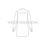 Womens white shirt dress flat sketch, back view