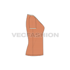 Womens wide neck v-neck t-shirt flat sketch, side view