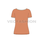 Womens wide neck v-neck t-shirt flat sketch, back view