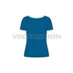 Womens wide v-neck ringer tee flat sketch, back view