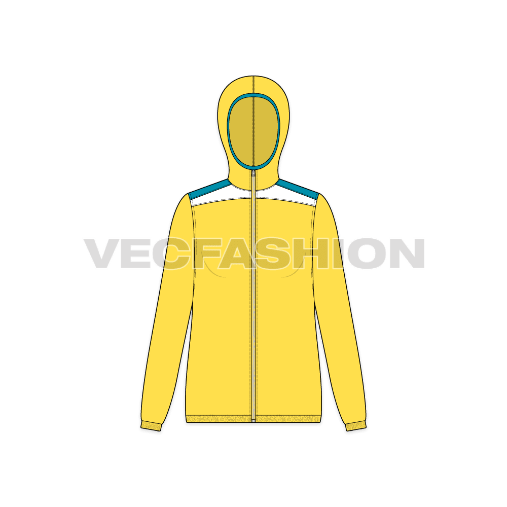 Women's Windbreaker Jacket flat sketch, front view