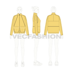 Women's Windbreaker Jacket flat sketch, croqui sketch