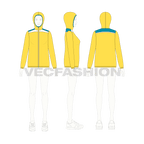 Women's Windbreaker Jacket flat sketch, croqui sketch