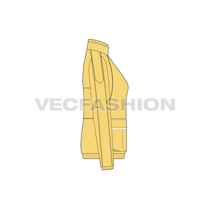 A vector illustrator template for Women's Windbreaker Jacket. It is a very nice style with big pockets on front, contrast colored piping and big straps on shoulder.  