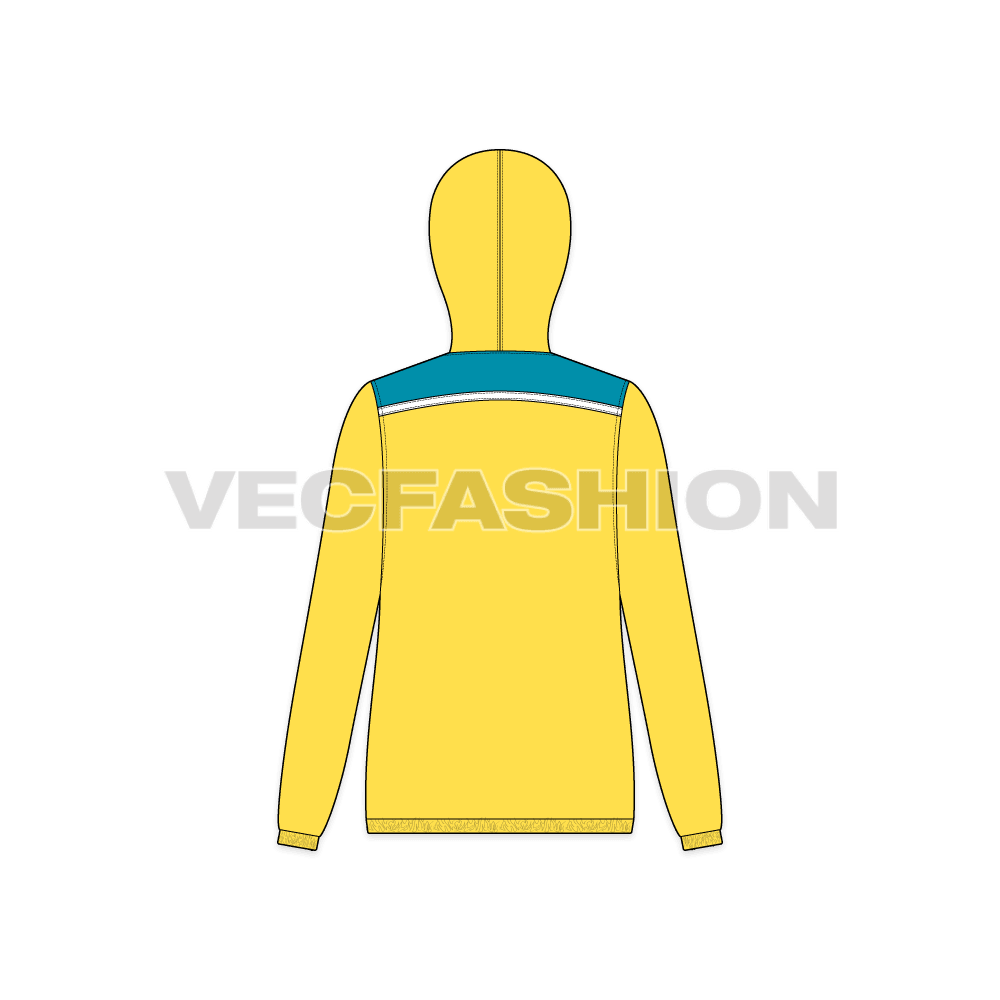 Women's Windbreaker Jacket flat sketch, back view