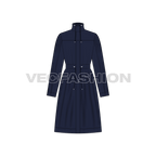 Women's Winter Coat flat sketch, front view