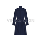 Women's Winter Coat flat sketch, back view