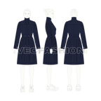 Women's Winter Coat flat sketch, croqui sketch
