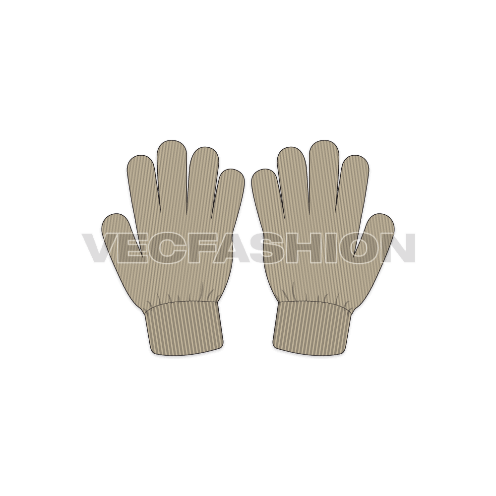 Womens winter gloves flat sketch