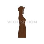 Women's Winter Parka Coat flat sketch, side view