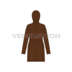 Women's Winter Parka Coat flat sketch, back view