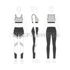 Womens workout set flat sketch, on croqui
