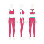 Womens workout set flat sketch, on croqui