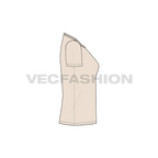 Womens workout tee flat sketch, side view