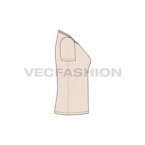 A vector illustrator template for Women's Workout Tee - side view